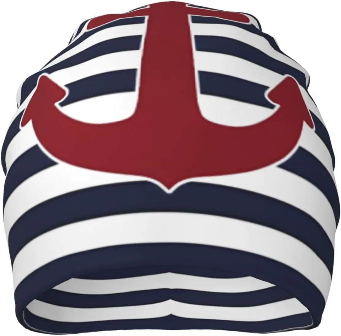 Nautical Anchor Knit Beanie Hat Adults Stretch Knitted Skull Beanies Cap Hats for Women Men