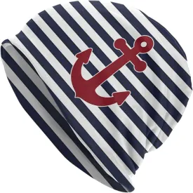 Nautical Anchor Knit Beanie Hat Adults Stretch Knitted Skull Beanies Cap Hats for Women Men