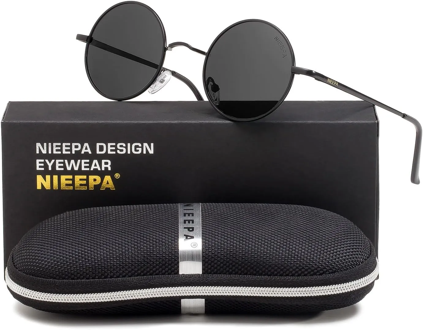 NIEEPA Vintage Small Round Polarized Hippie Sunglasses for Men Women Circle Sun Glasses NP1002