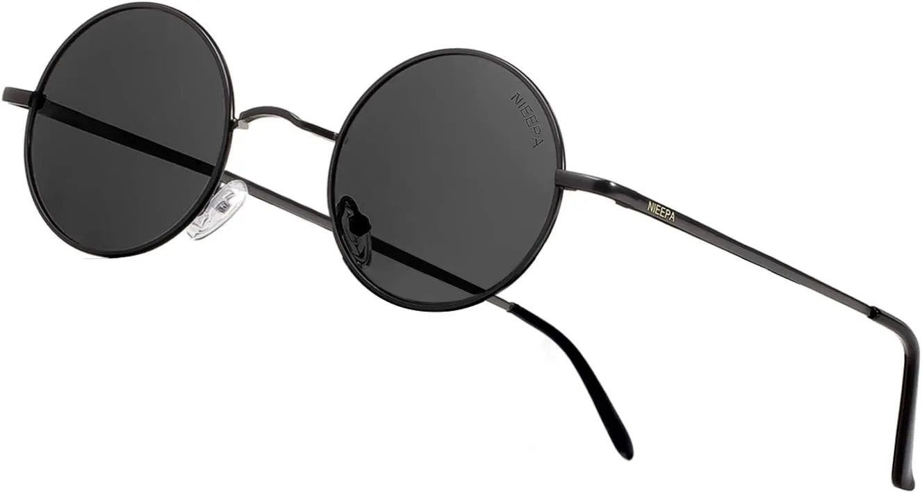 NIEEPA Vintage Small Round Polarized Hippie Sunglasses for Men Women Circle Sun Glasses NP1002