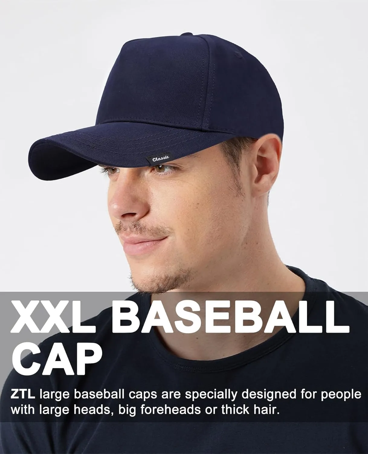 Oversize XXL Baseball Cap for Men, Extra Large Hat for Big Heads 23.6"-25.6", Plus Size Structured Dad Trucker Hats