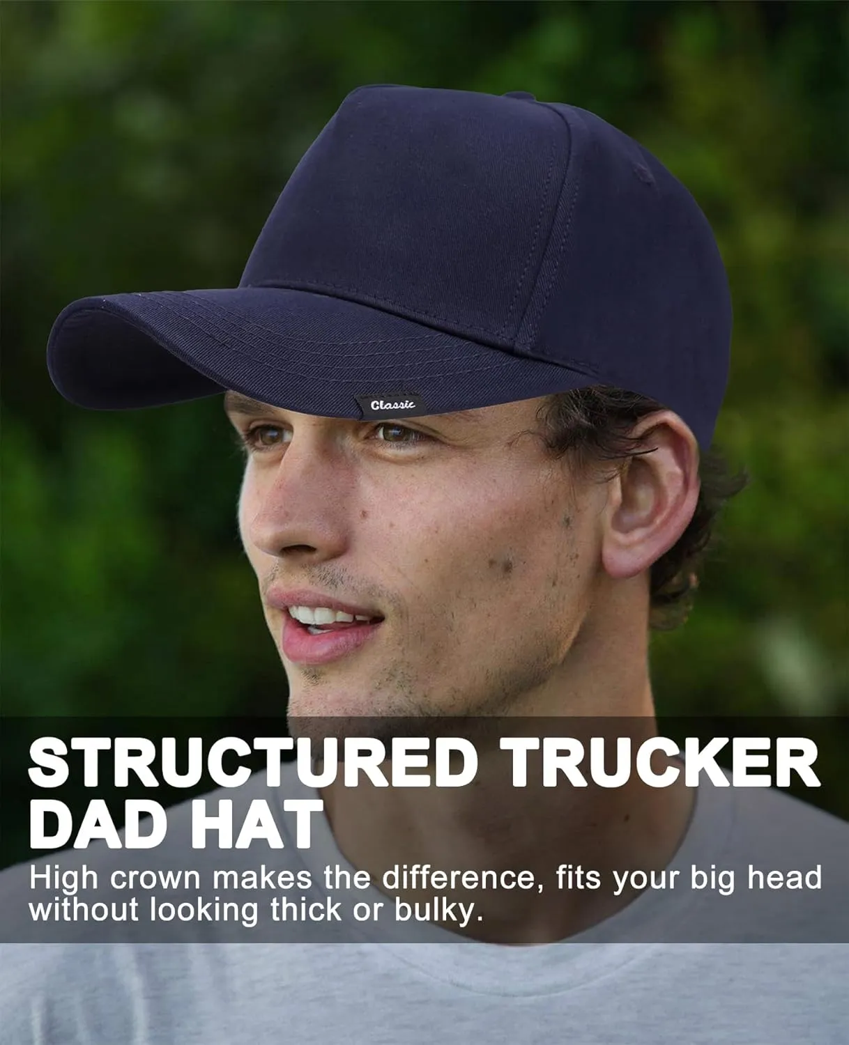 Oversize XXL Baseball Cap for Men, Extra Large Hat for Big Heads 23.6"-25.6", Plus Size Structured Dad Trucker Hats
