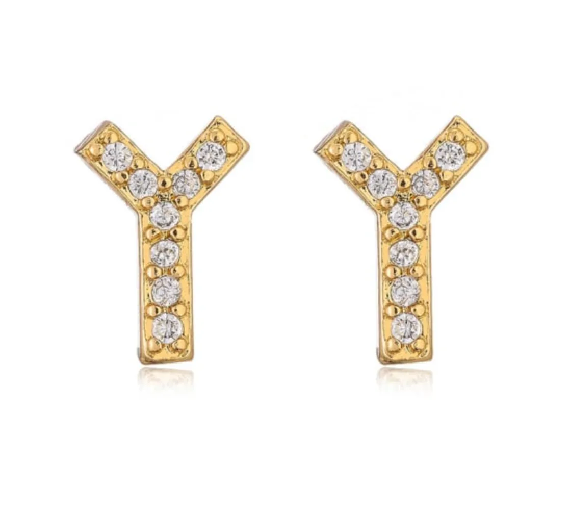 Pave Letter Studs