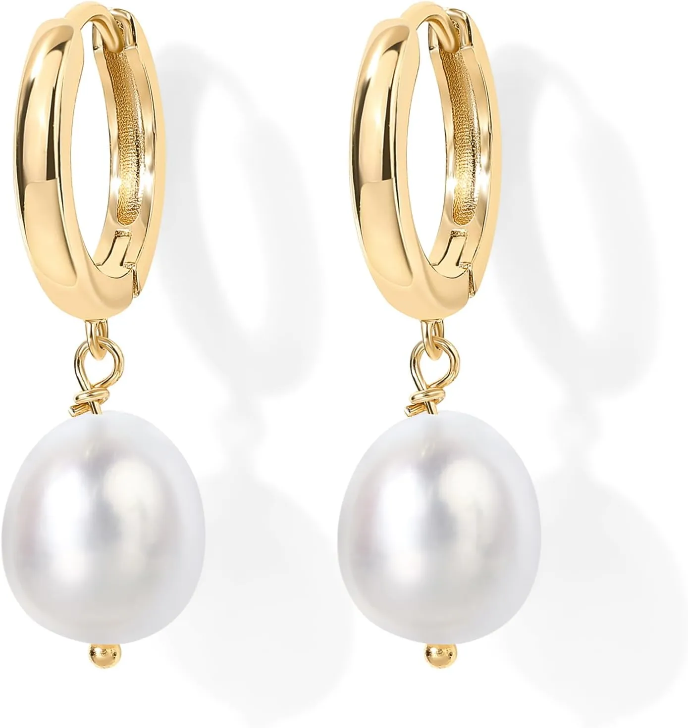 PAVOI 14K Gold Plated S925 Sterling Silver Post Lightweight Drop Dangle Huggie Hoop Earrings for Women | Star, Lock, Pearl, Cross, Lightening, Coin | Dainty Earrings