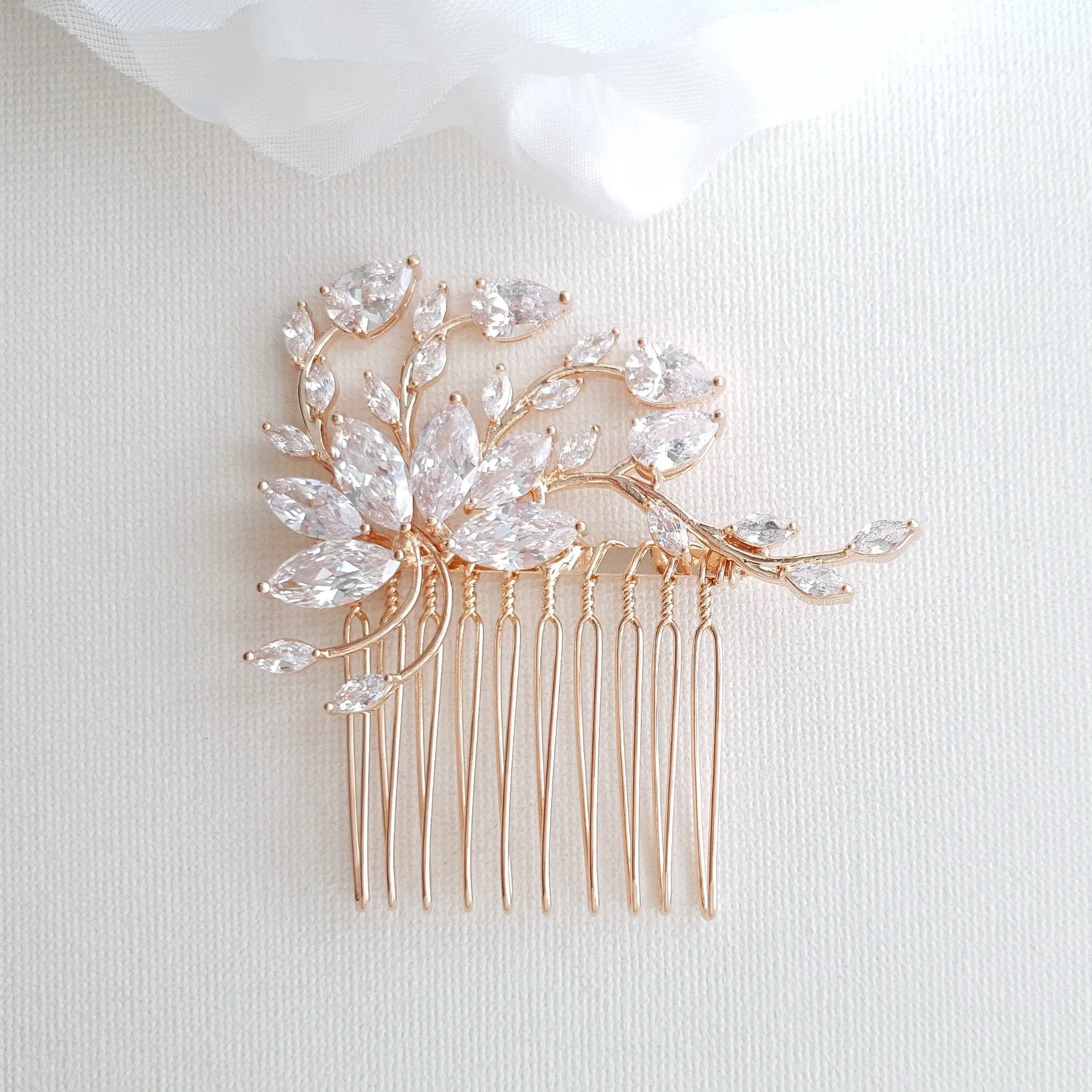 Petite Flower Bridal Hairpiece in Gold- Kika