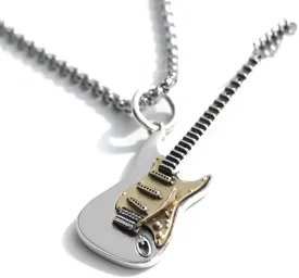 Rock Music Guitar Necklace for Men Women Punk Gothic Dangle Pendants Choker Necklaces Statement Fashion Personalized Jewelry Hip Hop Biker Jewelry for Friend Dad Bff Adjustable Rolo Chain 24 Inch