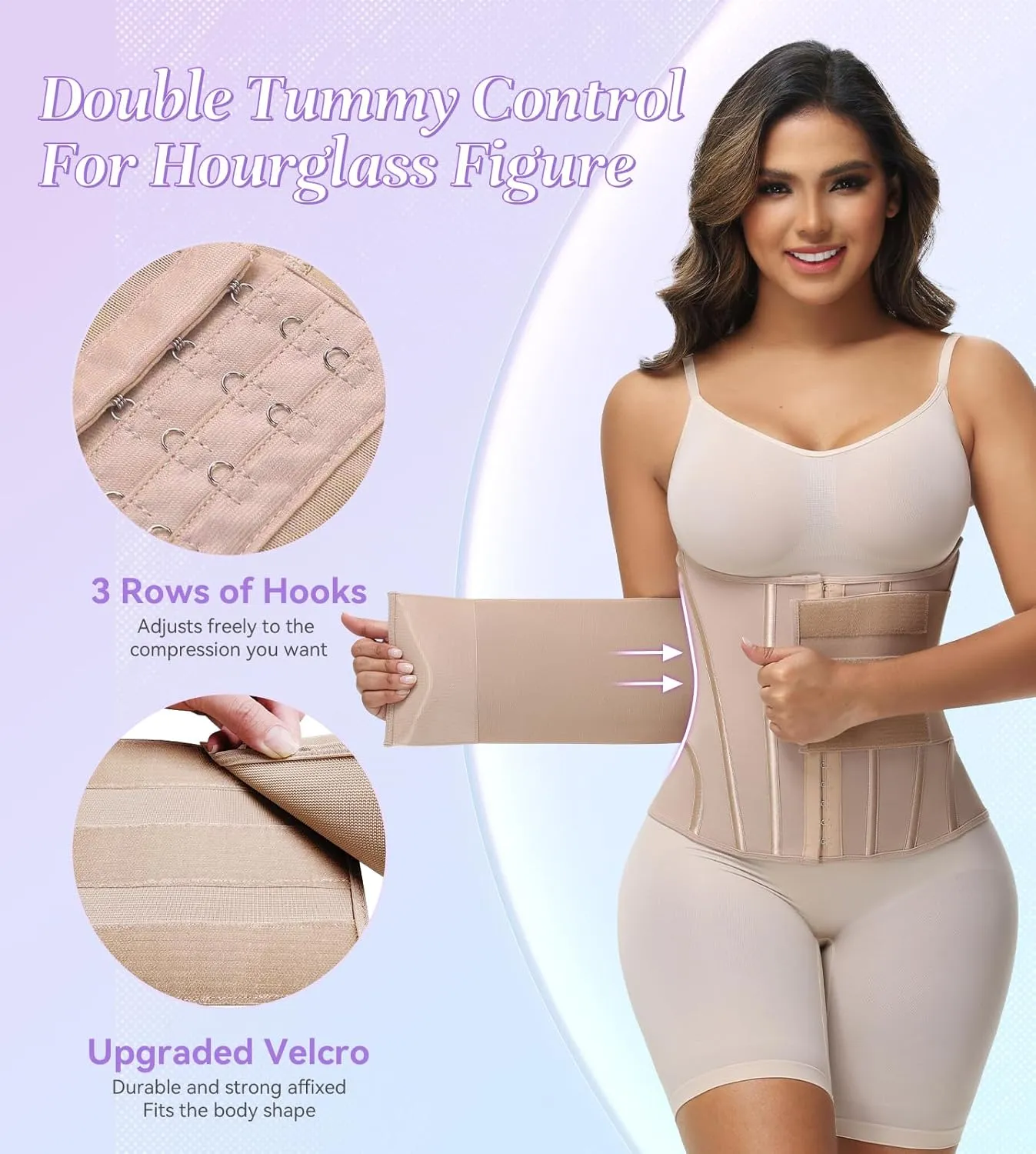 SHAPSHE Waist Trainer for Women Tummy Control Waist Cincher Workout Corset Shapewear Body Shaper With Hooks