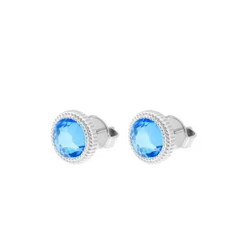 Silver Fabero and Royal Blue Crystal Stud Earrings