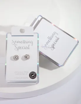 Silver Halo Swarovski Crystal Stud Earring