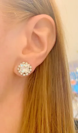 Silver Swarovski Flower Stud