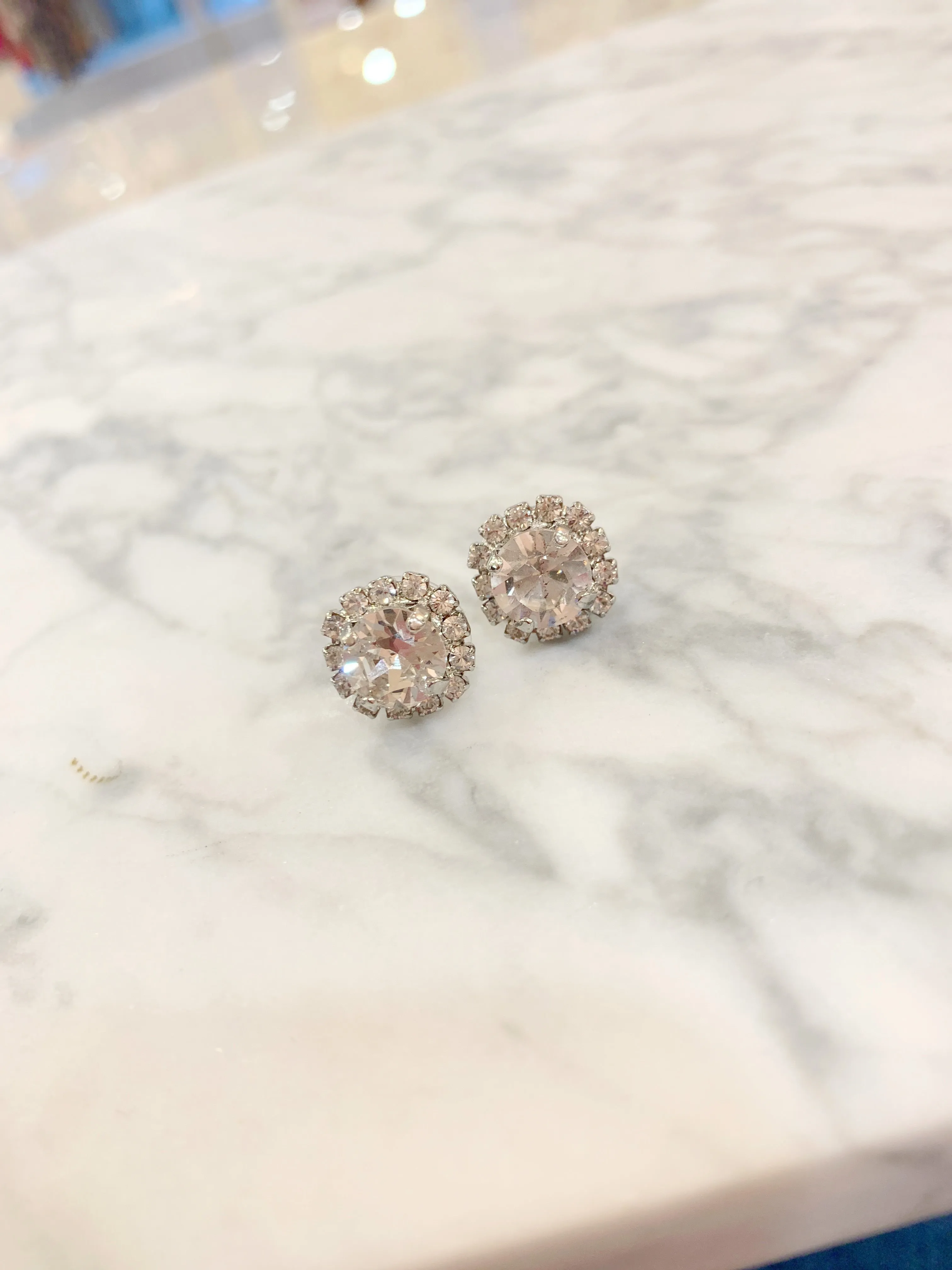 Silver Swarovski Flower Stud