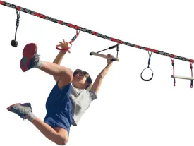 Slackers Ninjaline - 36' Intro Kit - Includes 7 Hanging Attachments - Best Outdoor Ninja Warrior Training Equipment For Kids - Build Your Very Own Backyard Obstacle Course - Rated Ages 5 
