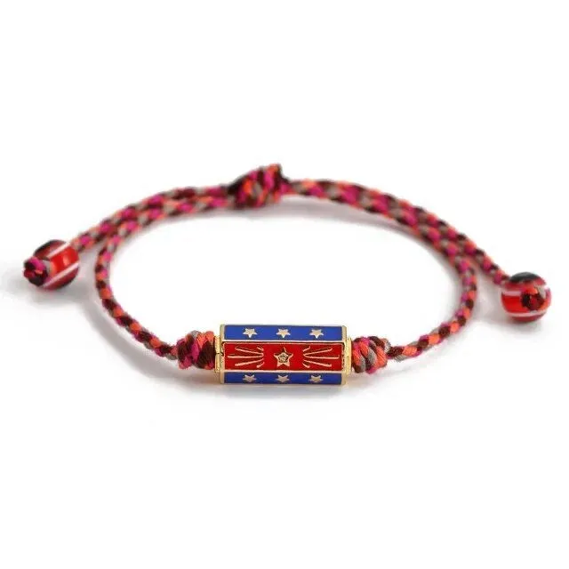 Star Locket Rope Braided Bracelet Red