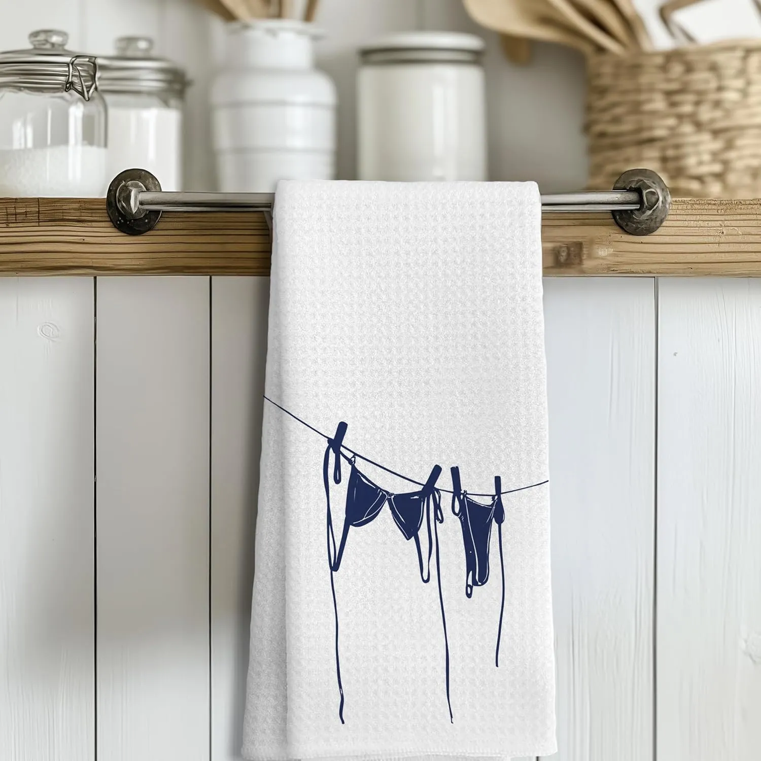 Summer Beach Coastal Hand Towels for Bathroom Decor, Coastal Beach Kitchen Towels, Minimalist Summer Wears Beachy Decorative Dish Tea Towels for Kitchen, 16x24 Inches