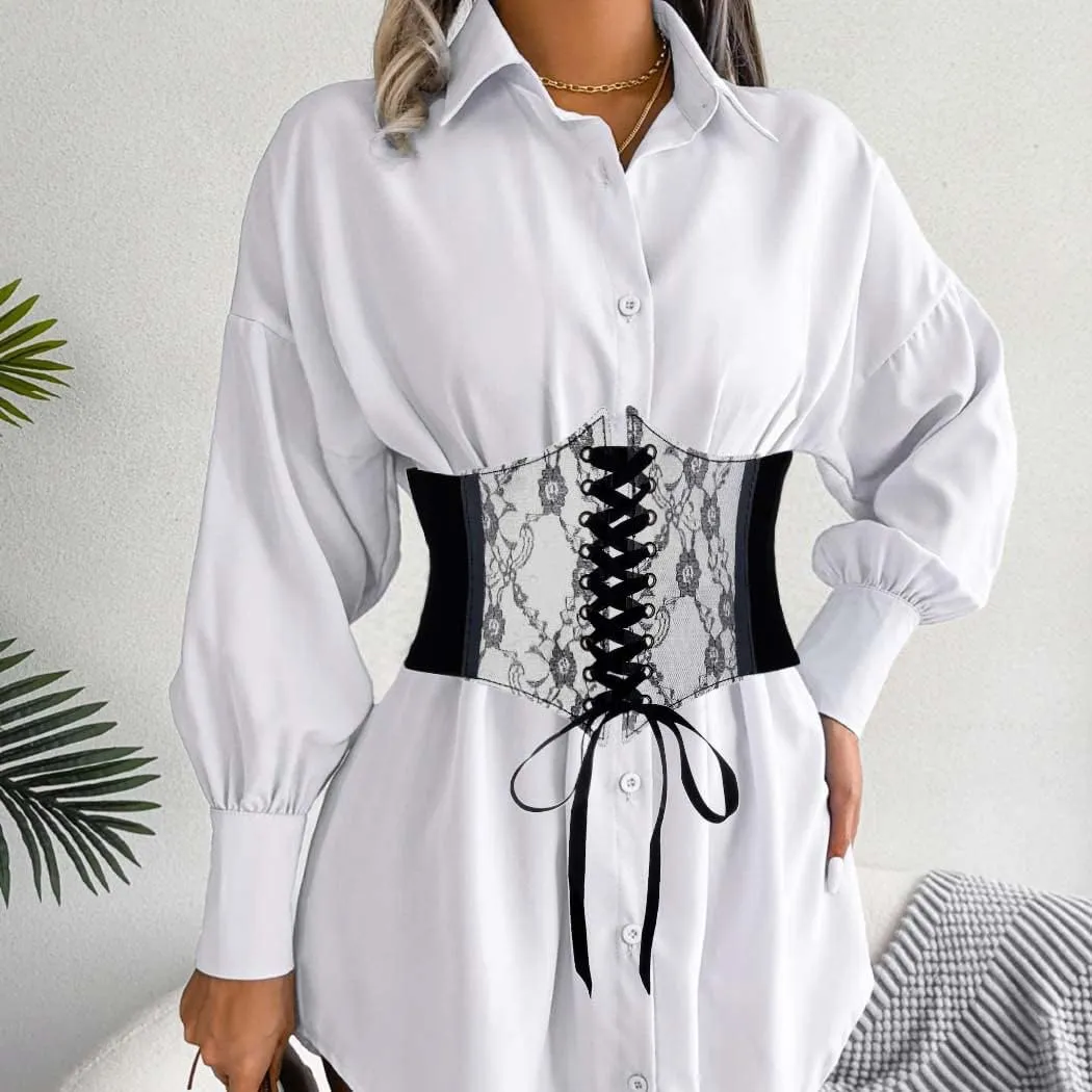 Tgirls Women Corset Belt Lace-up Waist Corset Belts Sexy Cinch Elastic Wide Belt for Dress Costume Waspie Waistband