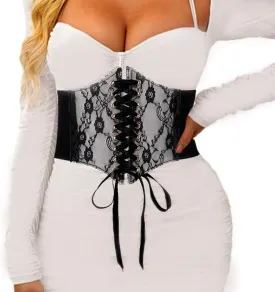Tgirls Women Corset Belt Lace-up Waist Corset Belts Sexy Cinch Elastic Wide Belt for Dress Costume Waspie Waistband