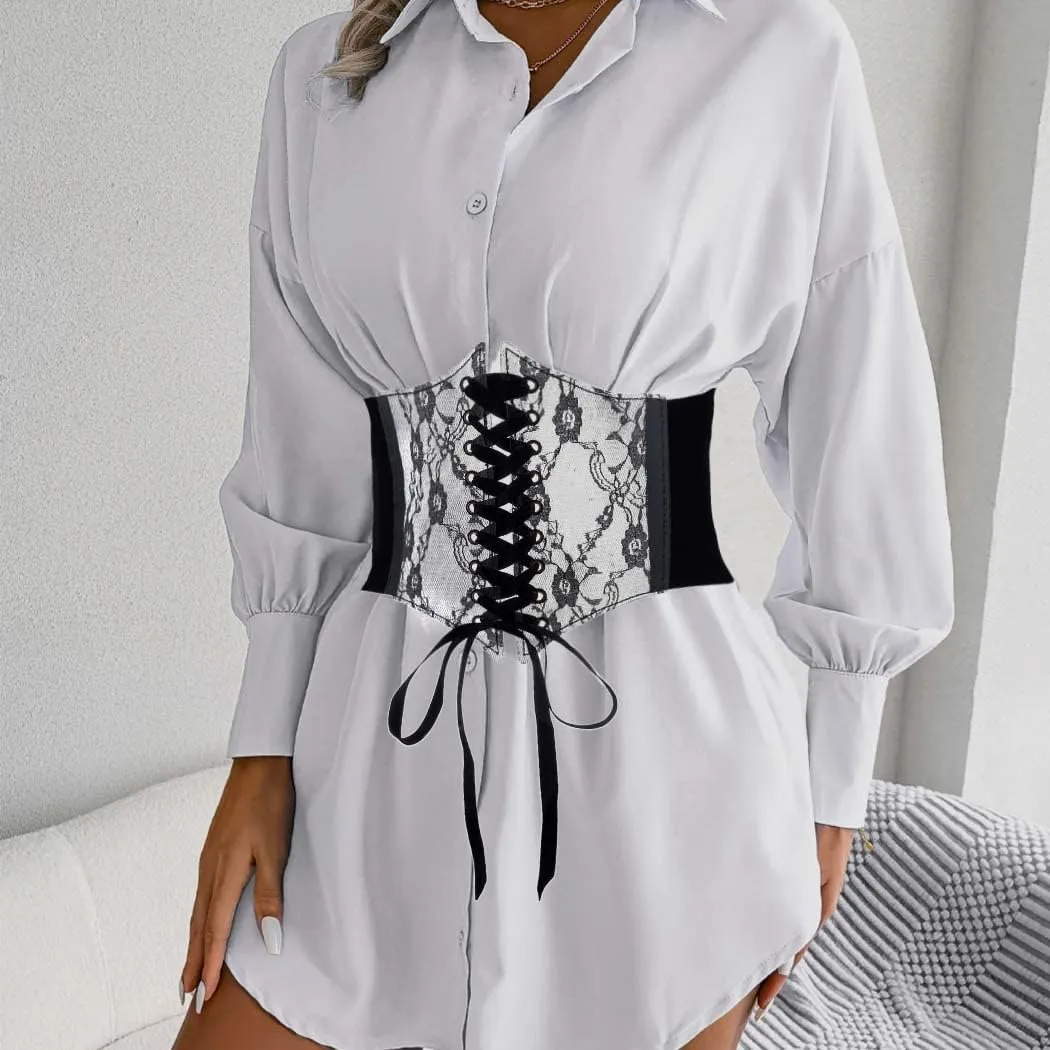 Tgirls Women Corset Belt Lace-up Waist Corset Belts Sexy Cinch Elastic Wide Belt for Dress Costume Waspie Waistband