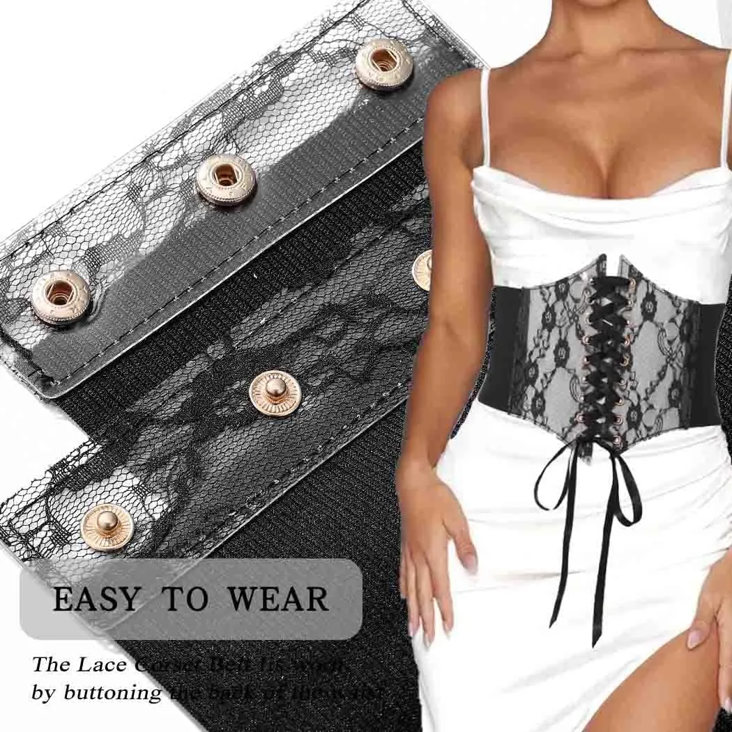 Tgirls Women Corset Belt Lace-up Waist Corset Belts Sexy Cinch Elastic Wide Belt for Dress Costume Waspie Waistband