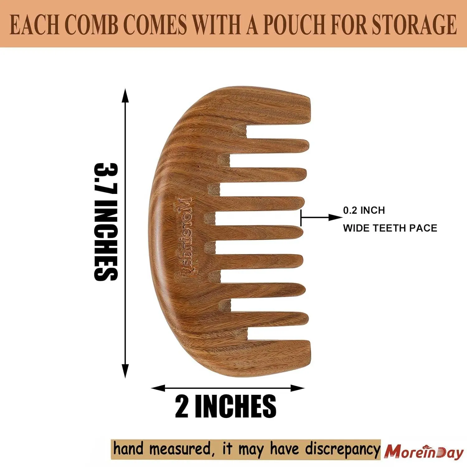 The Moreinday Wide Tooth Wooden Scalp Detangling Hair Comb for Women and Men - Green Sandalwood