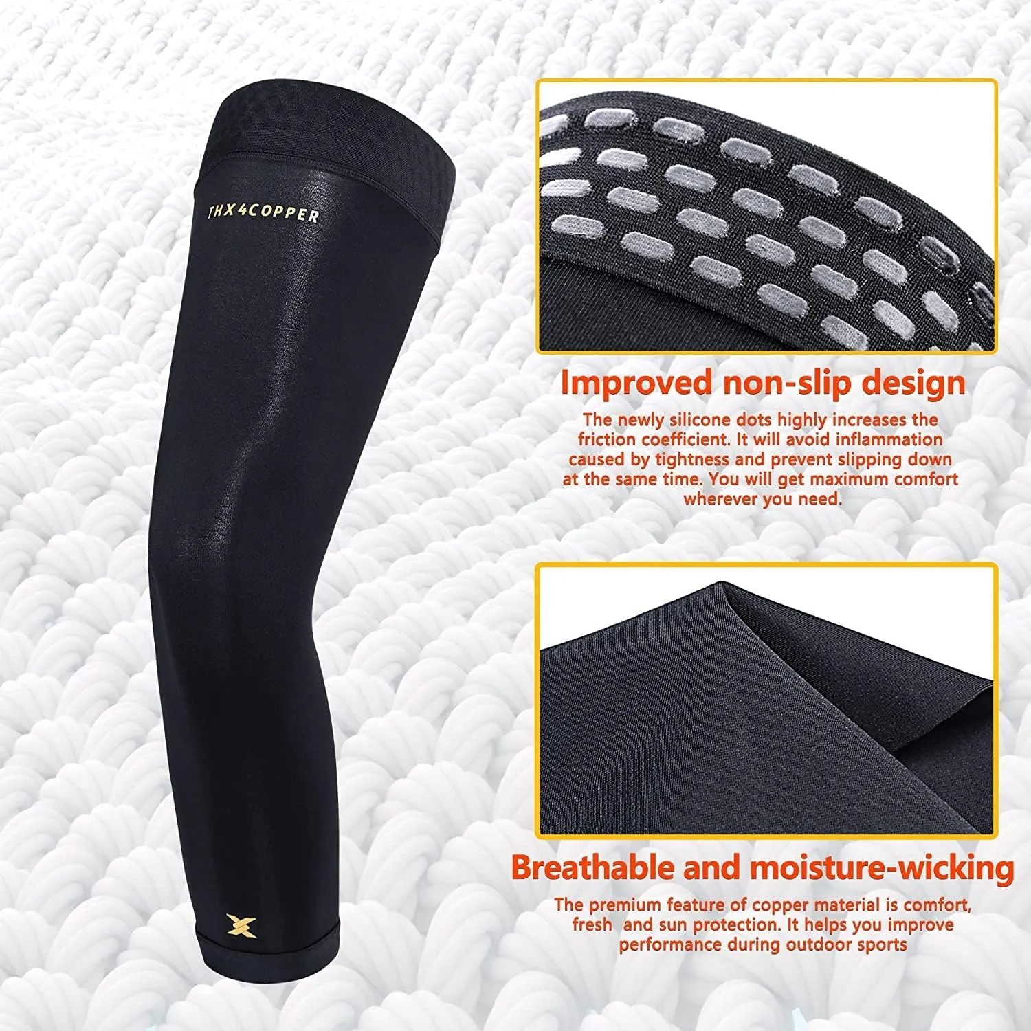 THX4COPPER Compression Full Leg Sleeves(Pair)