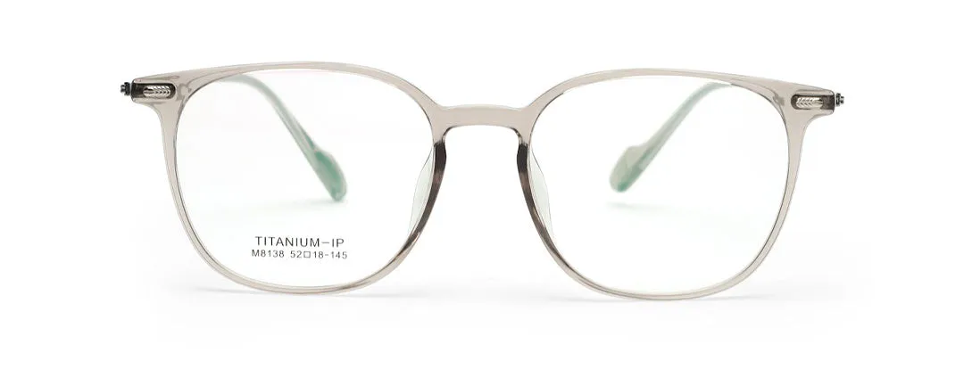 Trendy Titanium Transparent Mens Clear Frame Glasses with Silver Temple
