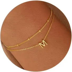 Turandoss Gold Initial Bracelets for Women, Dainty 18K Real Gold Plated Layered Letter A-Z Initial Bracelets Personalized 26 Alphabet Monogram Gold Bracelets for Women Jewelry Gifts Trendy