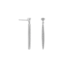 Vertical Bar Post Earrings with Diamonds