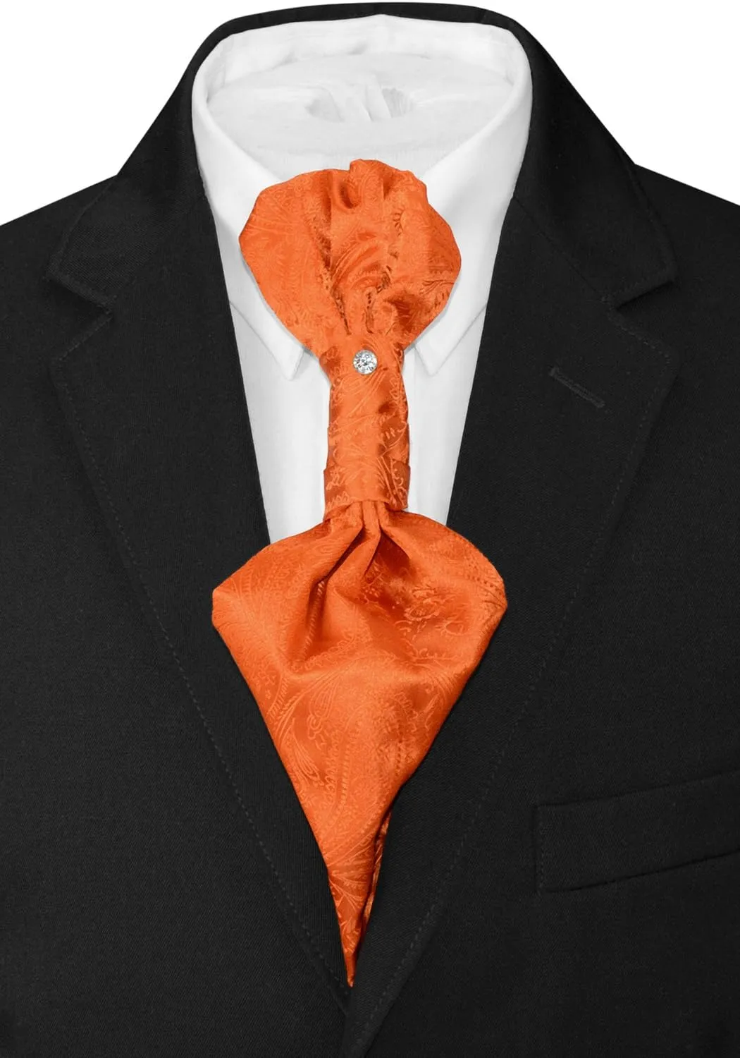 Vesuvio Napoli PreTied ASCOT Solid PAISLEY Color Cravat Men's Neck Tie 21 Colors