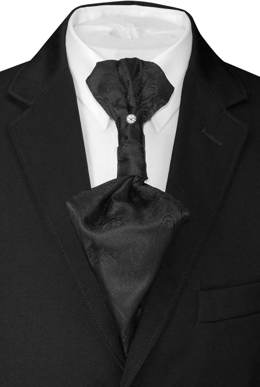 Vesuvio Napoli PreTied ASCOT Solid PAISLEY Color Cravat Men's Neck Tie 21 Colors