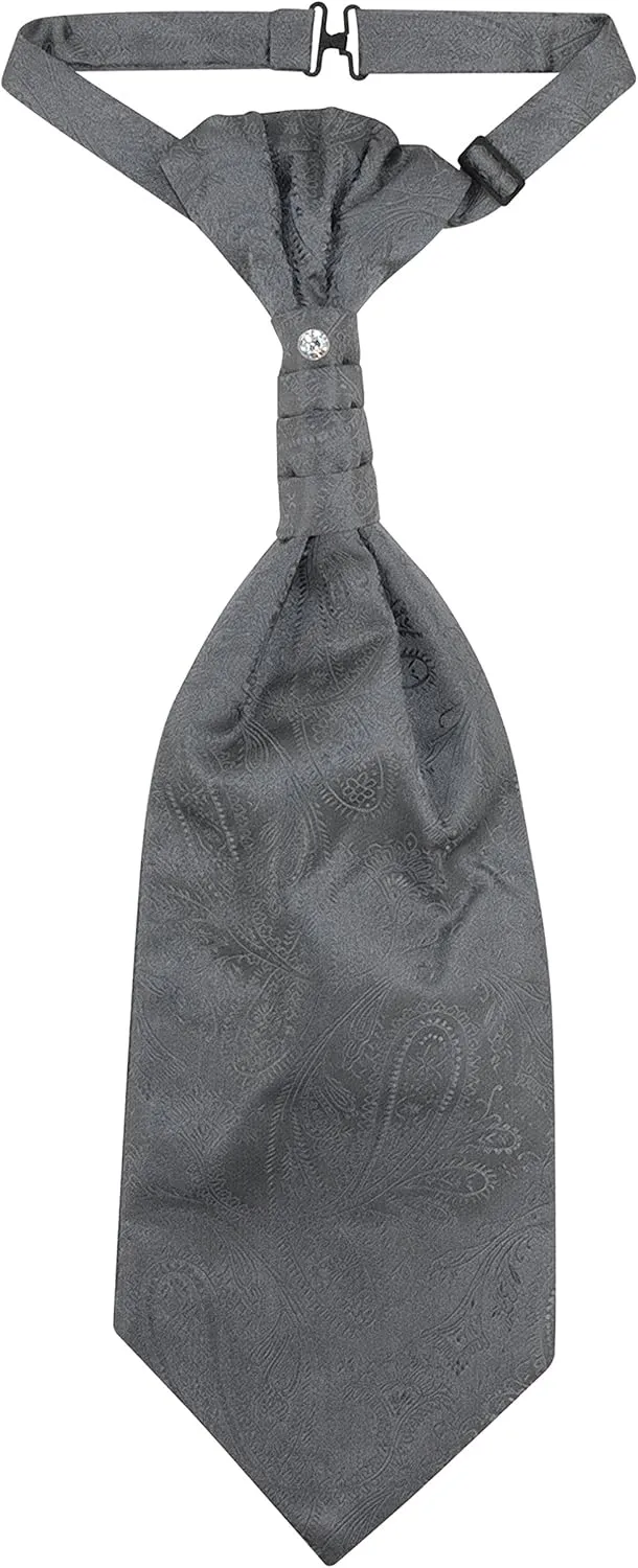 Vesuvio Napoli PreTied ASCOT Solid PAISLEY Color Cravat Men's Neck Tie 21 Colors