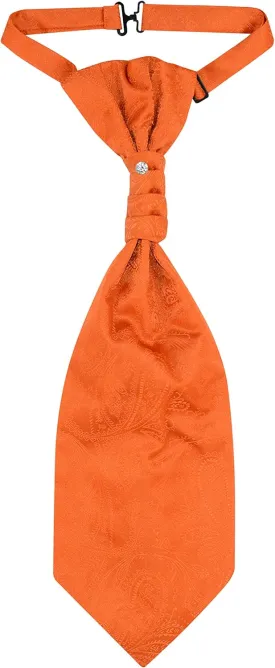 Vesuvio Napoli PreTied ASCOT Solid PAISLEY Color Cravat Men's Neck Tie 21 Colors