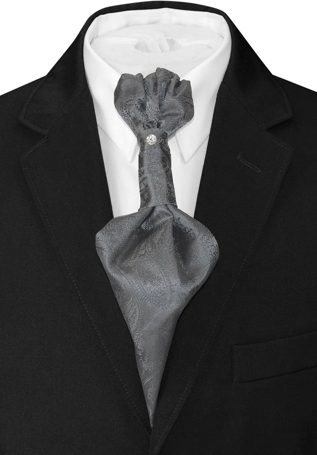 Vesuvio Napoli PreTied ASCOT Solid PAISLEY Color Cravat Men's Neck Tie 21 Colors