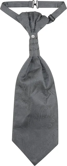 Vesuvio Napoli PreTied ASCOT Solid PAISLEY Color Cravat Men's Neck Tie 21 Colors