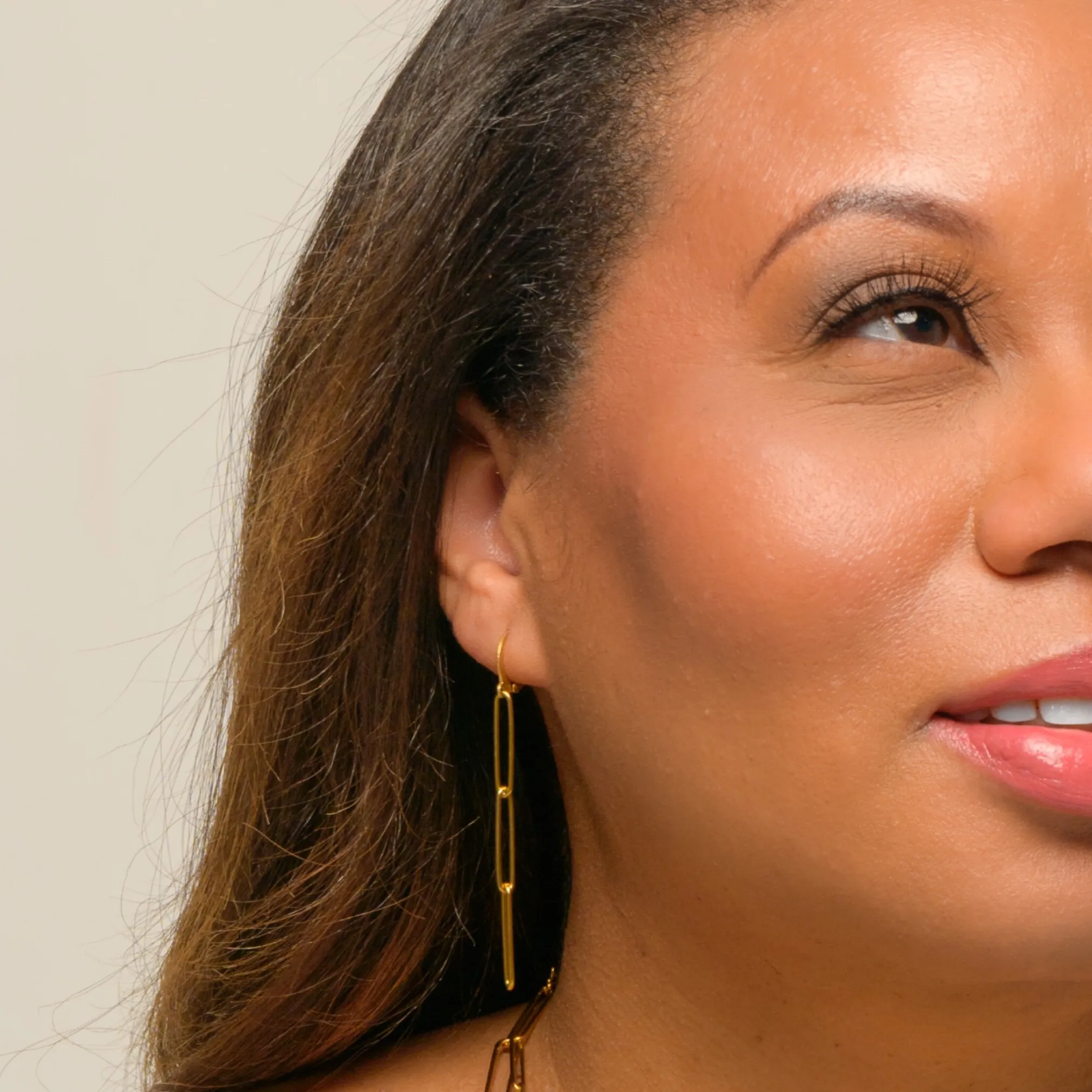 Waterproof "Imperméable” Polished Gold Chain Leverback Earrings
