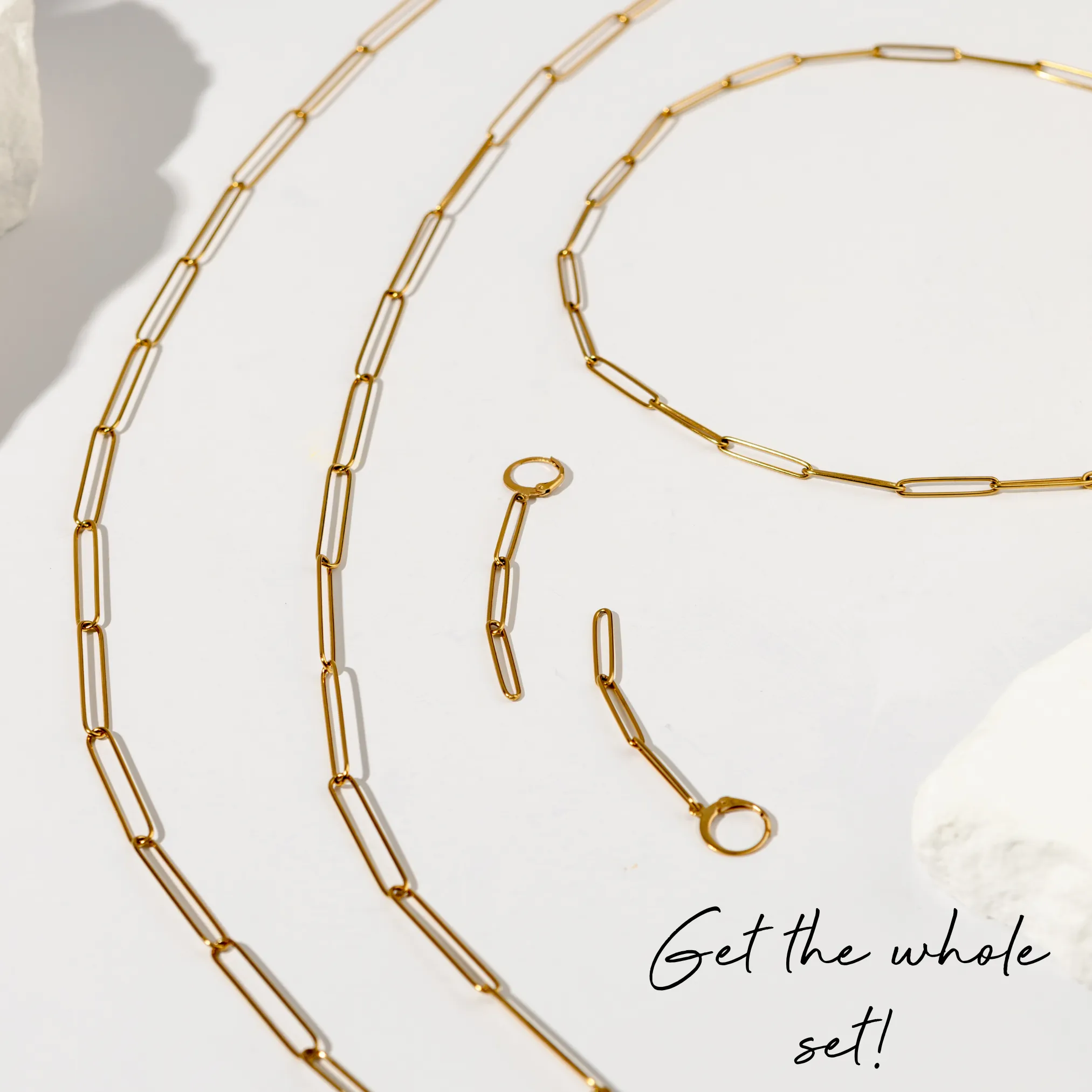 Waterproof "Imperméable” Polished Gold Chain Leverback Earrings
