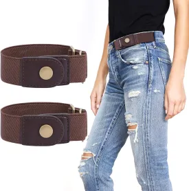 WERFORU Women 2 Loop No Buckle Elastic Belt for Women Men Side belts Buckle Free Stretch Belt for Jeans Pants