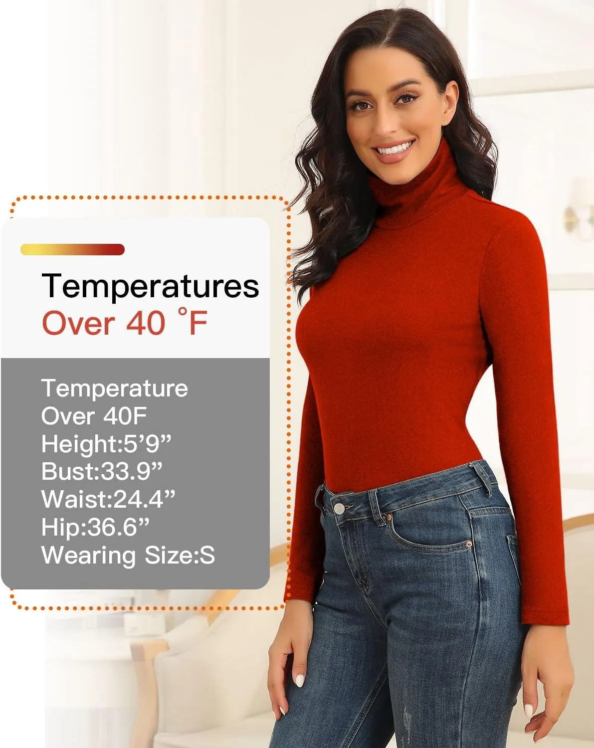 WOWENY Womens Fashion Turtleneck Long Sleeve Thermal Shirts Slim Fit Soft Base Layer Underwear Tops