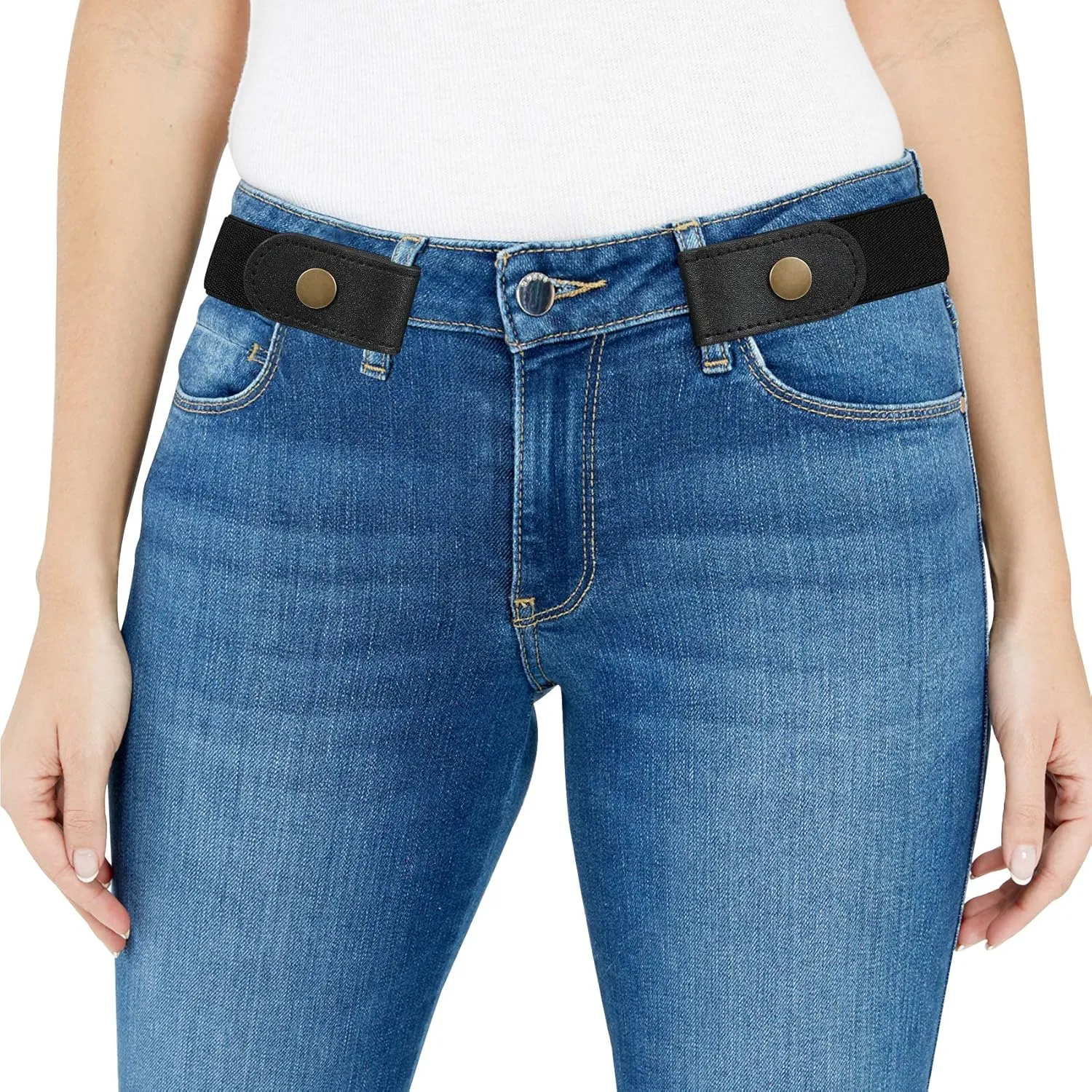 XZQTIVE Women/Men Buckle-Free Elastic Belt for Jeans, Ladies Invisible Belt Fits Waist 24-48 inches