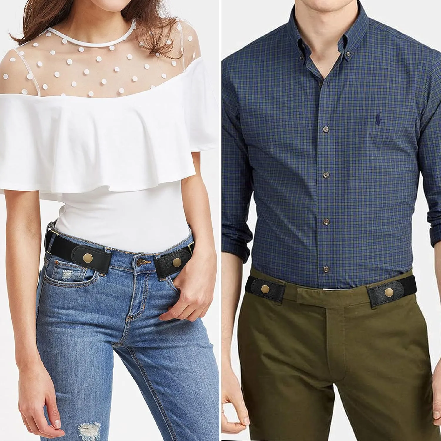 XZQTIVE Women/Men Buckle-Free Elastic Belt for Jeans, Ladies Invisible Belt Fits Waist 24-48 inches