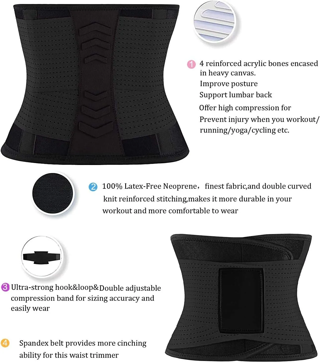 YIANNA Waist Trainer Belt for Women Waist Trimmer Weight Loss Workout Fitness Back Support Belts