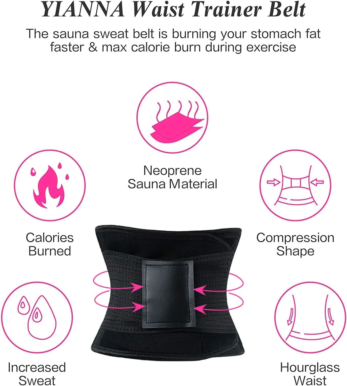 YIANNA Waist Trainer Belt for Women Waist Trimmer Weight Loss Workout Fitness Back Support Belts