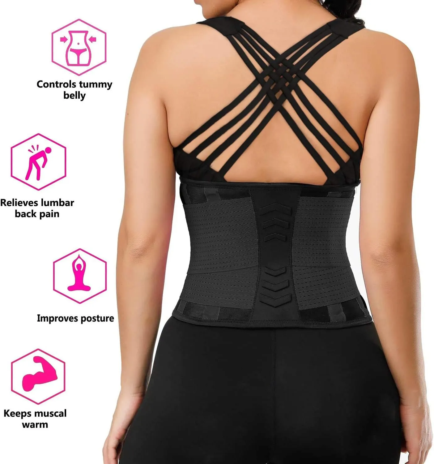 YIANNA Waist Trainer Belt for Women Waist Trimmer Weight Loss Workout Fitness Back Support Belts