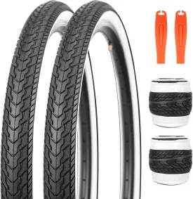 ZUKKA Bike Tire 26X1.75 Mountain Bike Tire with 2 Tire Levers Folding Replacement Tire MTB Mountain Bike, BMX Bicycle Commuter Bike