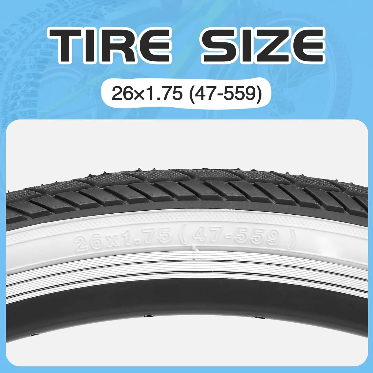 ZUKKA Bike Tire 26X1.75 Mountain Bike Tire with 2 Tire Levers Folding Replacement Tire MTB Mountain Bike, BMX Bicycle Commuter Bike